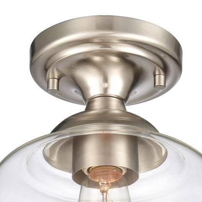 Atlas Lighting Agnes 8in 1-Light Semi Flush Mount | Transitional Satin Nickel and Clear Glass | Hallway & Small Bedroom | Model CL11854-NK