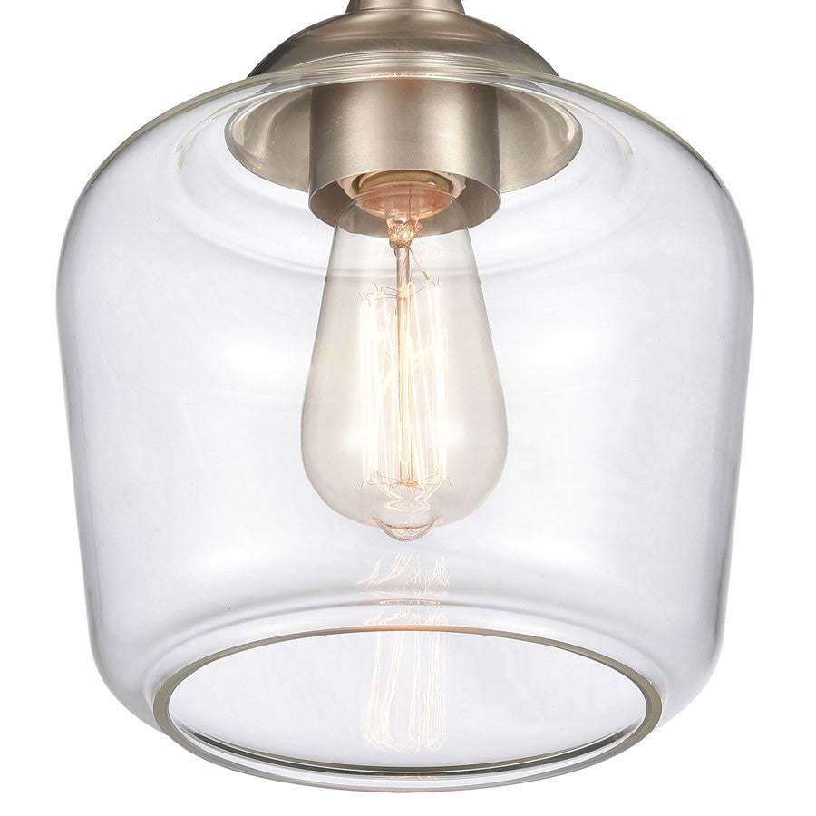 Atlas Lighting Agnes 8in 1-Light Semi Flush Mount | Transitional Satin Nickel and Clear Glass | Hallway & Small Bedroom | Model CL11854-NK