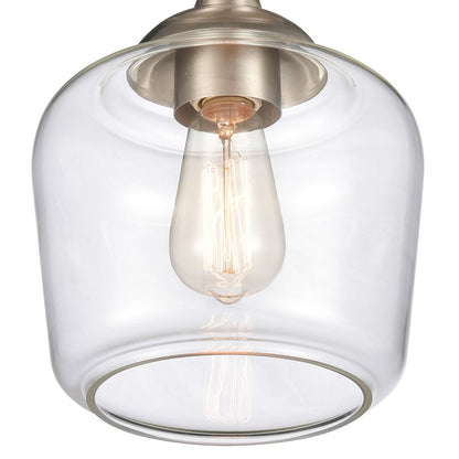 Atlas Lighting Agnes 8in 1-Light Semi Flush Mount | Transitional Satin Nickel and Clear Glass | Hallway & Small Bedroom | Model CL11854-NK