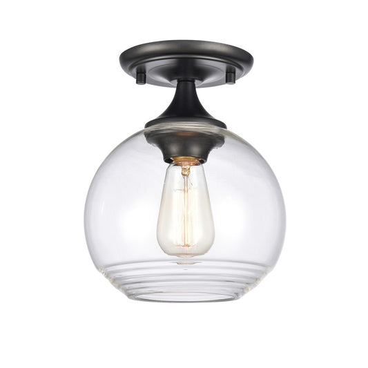 Atlas Lighting Angie 8in 1-Light Semi Flush Mount | Transitional Matte Black and Clear Glass | Hallway & Small Bedroom | Model CL11857-BK