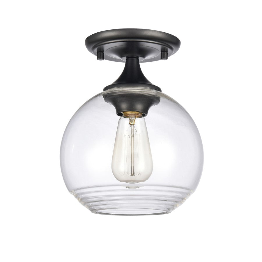Atlas Lighting Angie 8in 1-Light Semi Flush Mount | Transitional Matte Black and Clear Glass | Hallway & Small Bedroom | Model CL11857-BK