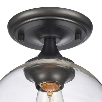 Atlas Lighting Angie 8in 1-Light Semi Flush Mount | Transitional Matte Black and Clear Glass | Hallway & Small Bedroom | Model CL11857-BK