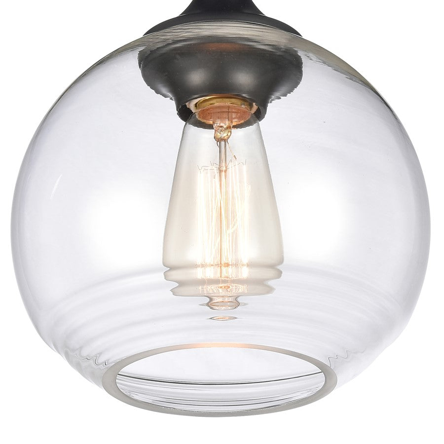 Atlas Lighting Angie 8in 1-Light Semi Flush Mount | Transitional Matte Black and Clear Glass | Hallway & Small Bedroom | Model CL11857-BK