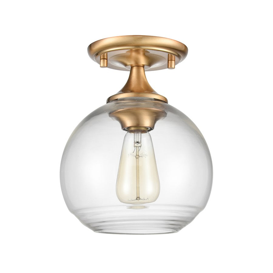 Atlas Lighting Angie 8in 1-Light Semi Flush Mount | Transitional Satin Brass and Clear Glass | Hallway & Small Bedroom | Model CL11857-GD