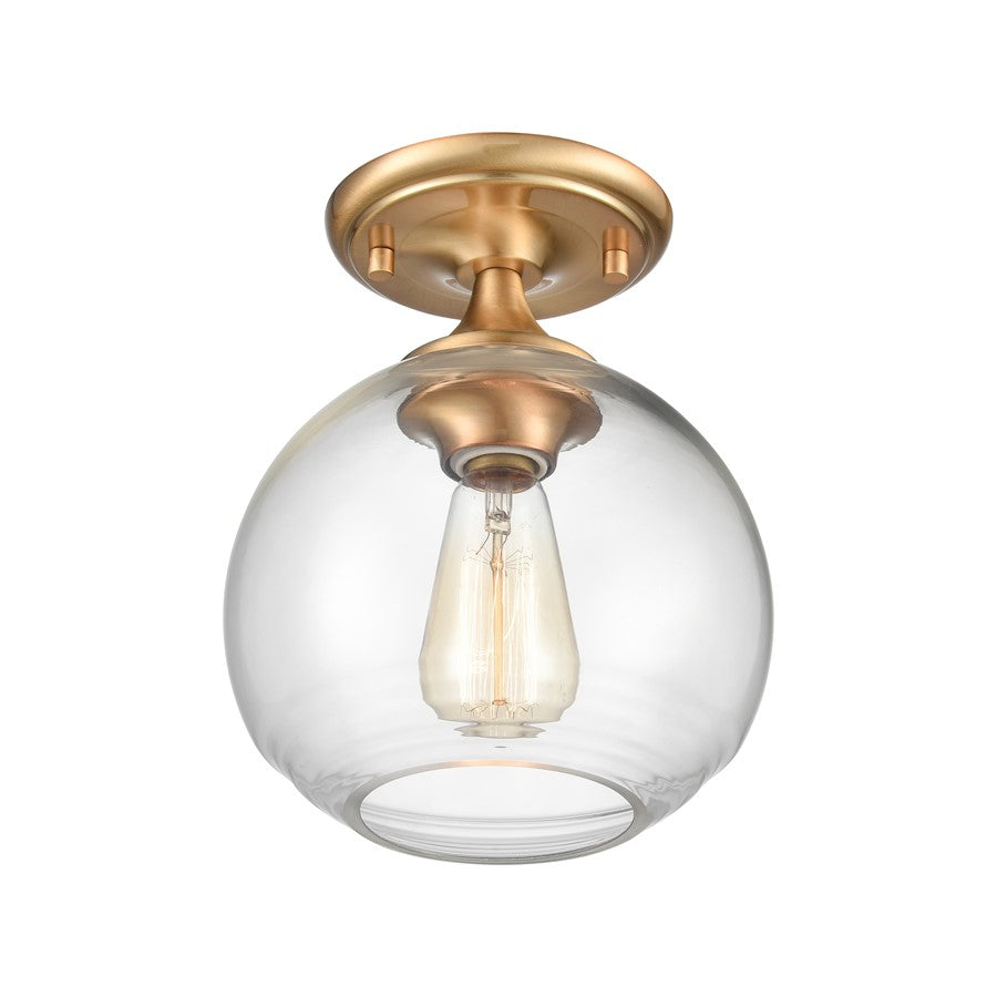 Atlas Lighting Angie 8in 1-Light Semi Flush Mount | Transitional Satin Brass and Clear Glass | Hallway & Small Bedroom | Model CL11857-GD
