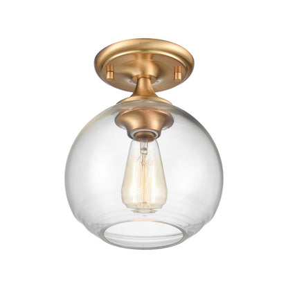 Atlas Lighting Angie 8in 1-Light Semi Flush Mount | Transitional Satin Brass and Clear Glass | Hallway & Small Bedroom | Model CL11857-GD
