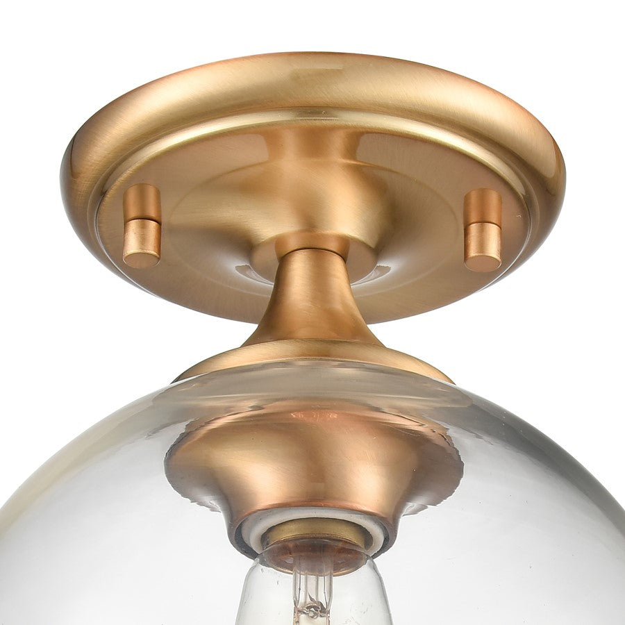 Atlas Lighting Angie 8in 1-Light Semi Flush Mount | Transitional Satin Brass and Clear Glass | Hallway & Small Bedroom | Model CL11857-GD