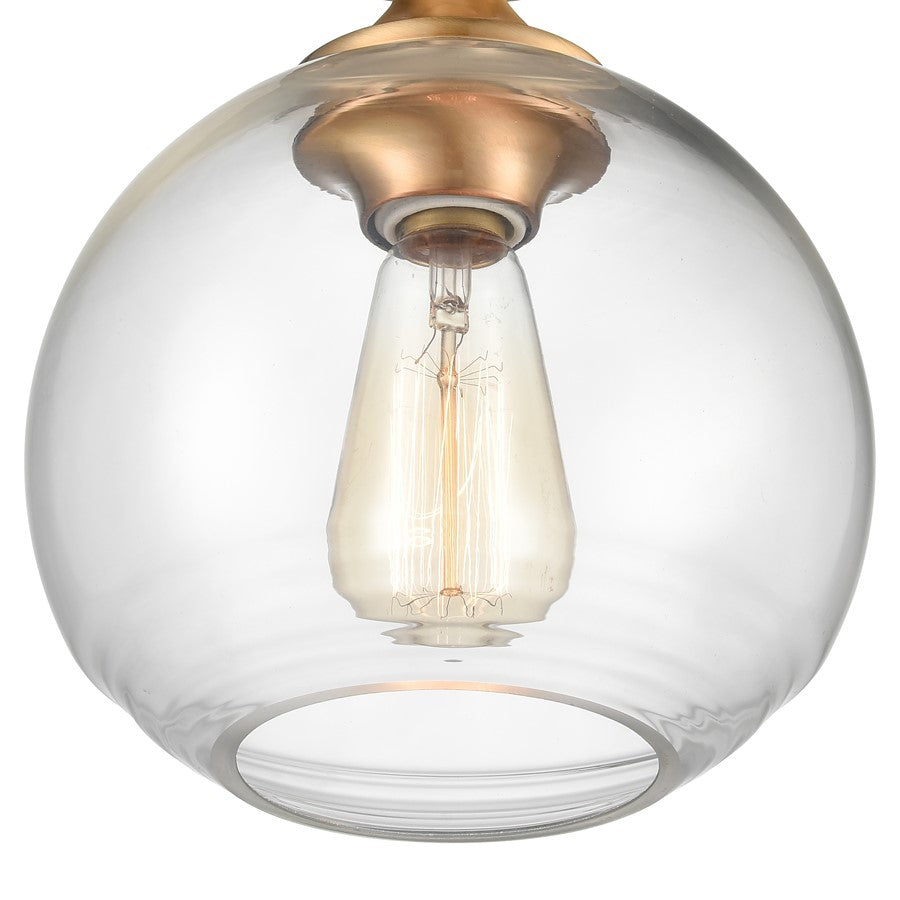 Atlas Lighting Angie 8in 1-Light Semi Flush Mount | Transitional Satin Brass and Clear Glass | Hallway & Small Bedroom | Model CL11857-GD