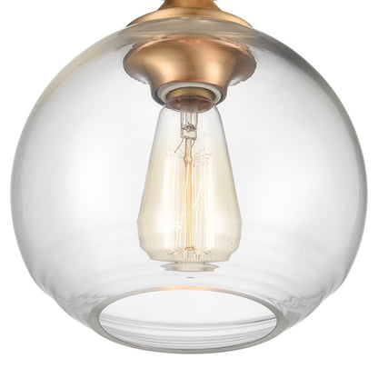 Atlas Lighting Angie 8in 1-Light Semi Flush Mount | Transitional Satin Brass and Clear Glass | Hallway & Small Bedroom | Model CL11857-GD