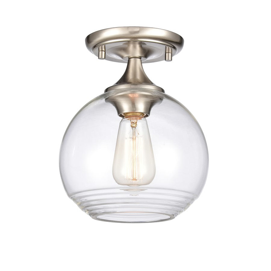 Atlas Lighting Angie 8in 1-Light Semi Flush Mount | Transitional Satin Nickel and Clear Glass | Hallway & Small Bedroom | Model CL11857-NK