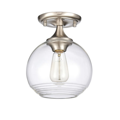 Atlas Lighting Angie 8in 1-Light Semi Flush Mount | Transitional Satin Nickel and Clear Glass | Hallway & Small Bedroom | Model CL11857-NK