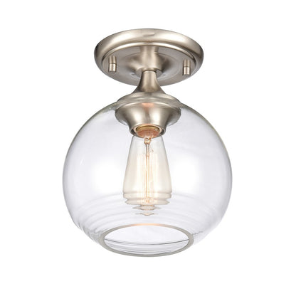 Atlas Lighting Angie 8in 1-Light Semi Flush Mount | Transitional Satin Nickel and Clear Glass | Hallway & Small Bedroom | Model CL11857-NK