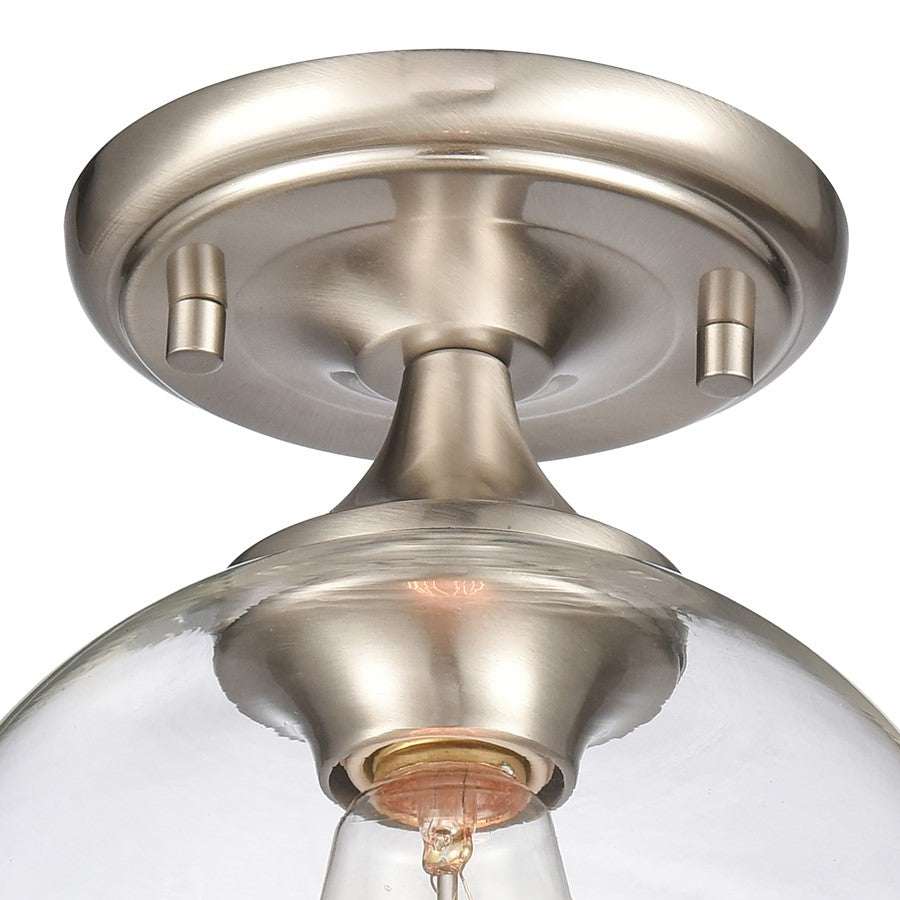 Atlas Lighting Angie 8in 1-Light Semi Flush Mount | Transitional Satin Nickel and Clear Glass | Hallway & Small Bedroom | Model CL11857-NK