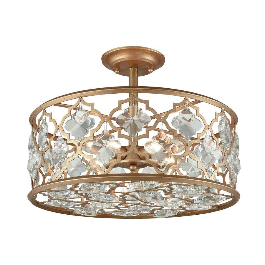 Atlas Lighting Armand 17in 4-Light Semi Flush Mount | Traditional Matte Gold and Clear Crystal | Entryway & Hallway | Model CL11858-GD