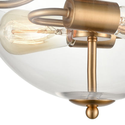 Atlas Lighting Astoria 15in 2-Light Semi Flush Mount | Transitional Satin Gold and Clear Glass | Entryway & Hallway | Model CL11859-GD