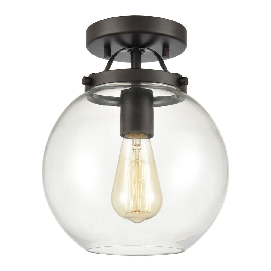 Atlas Lighting Bernice 9in 1-Light Semi Flush Mount | Transitional Oil Rubbed Bronze and Clear Glass | Hallway & Bedroom Ceiling | Model CL11861-BZ