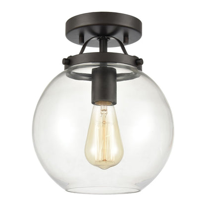 Atlas Lighting Bernice 9in 1-Light Semi Flush Mount | Transitional Oil Rubbed Bronze and Clear Glass | Hallway & Bedroom Ceiling | Model CL11861-BZ