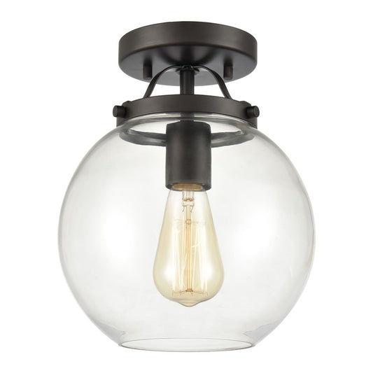 Atlas Lighting Bernice 9in 1-Light Semi Flush Mount | Transitional Oil Rubbed Bronze and Clear Glass | Hallway & Bedroom Ceiling | Model CL11861-BZ
