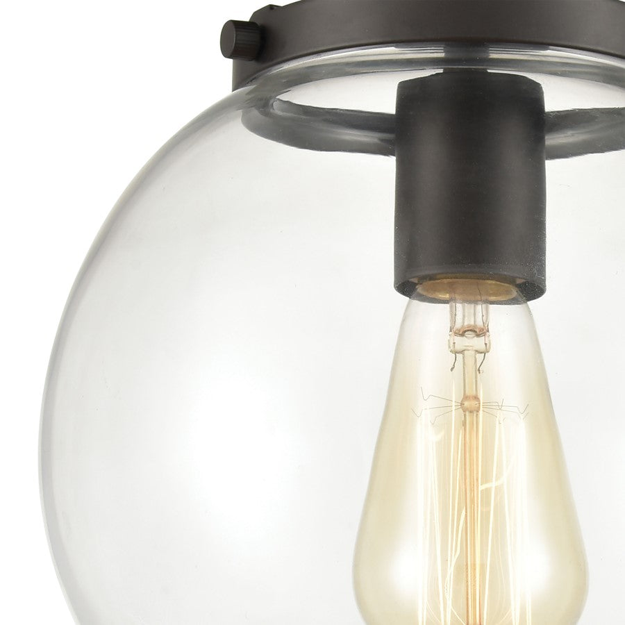 Atlas Lighting Bernice 9in 1-Light Semi Flush Mount | Transitional Oil Rubbed Bronze and Clear Glass | Hallway & Bedroom Ceiling | Model CL11861-BZ