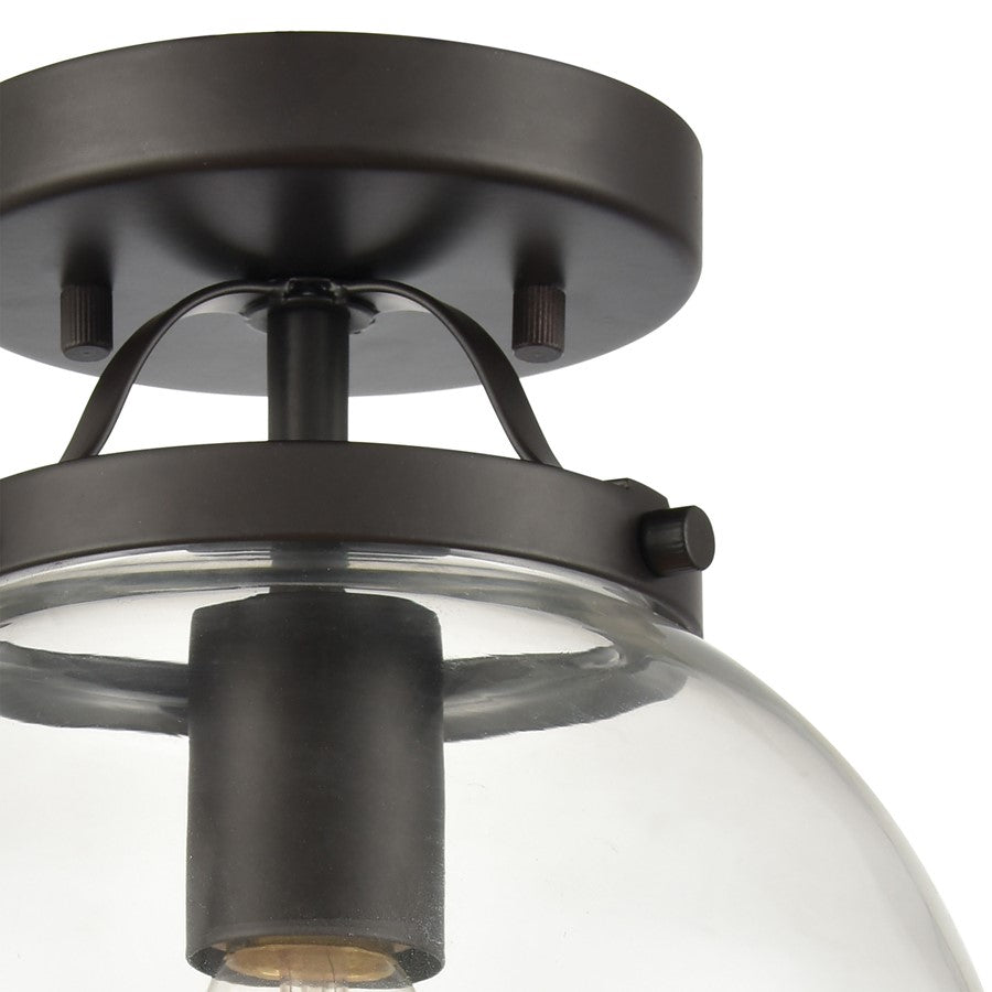 Atlas Lighting Bernice 9in 1-Light Semi Flush Mount | Transitional Oil Rubbed Bronze and Clear Glass | Hallway & Bedroom Ceiling | Model CL11861-BZ