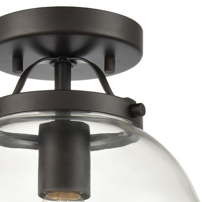 Atlas Lighting Bernice 9in 1-Light Semi Flush Mount | Transitional Oil Rubbed Bronze and Clear Glass | Hallway & Bedroom Ceiling | Model CL11861-BZ
