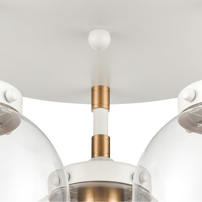 Atlas Lighting Boudreaux 15in 3-Light Semi Flush Mount | Mid-Century Matte White and Satin Brass with Clear Glass | Living Room | Model CL11862-WH