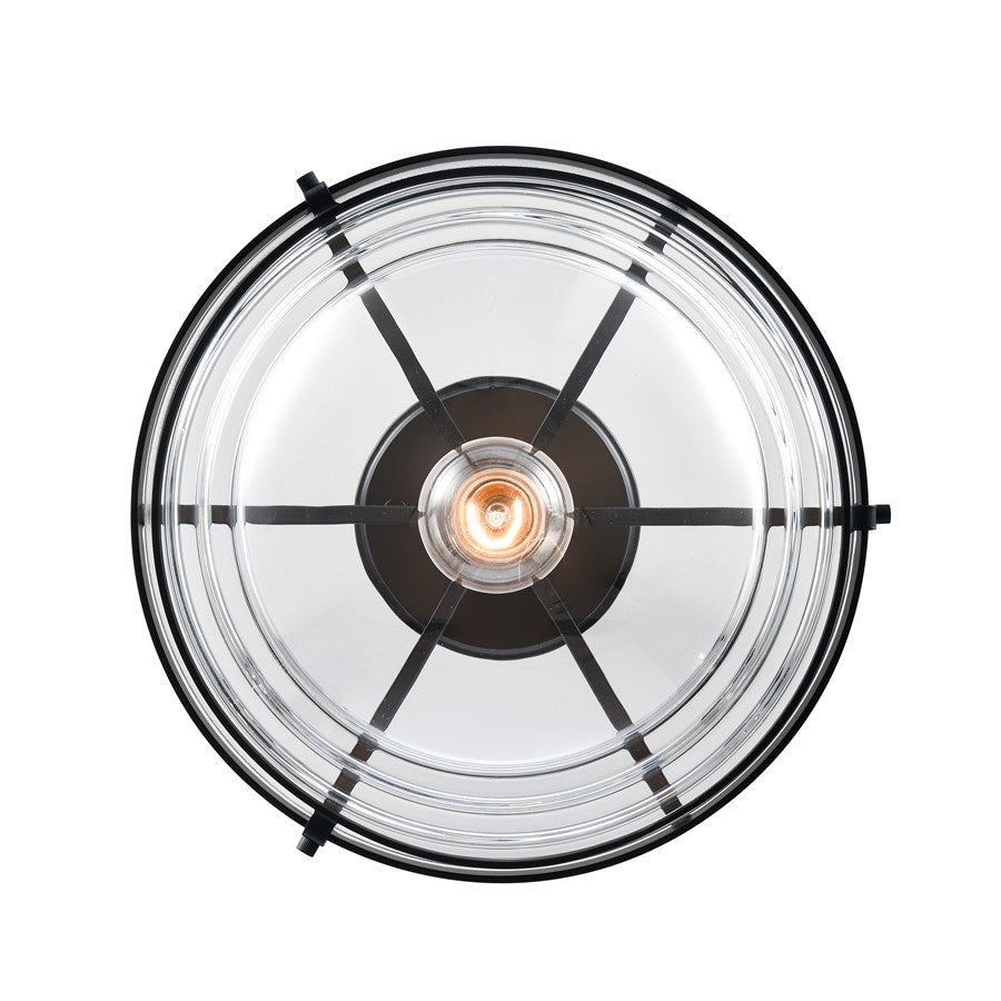 Atlas Lighting Boyer 12in 1-Light Semi Flush Mount | Transitional Matte Black and Clear Glass | Entryway & Bedroom Ceiling Light | Model CL11863-BK