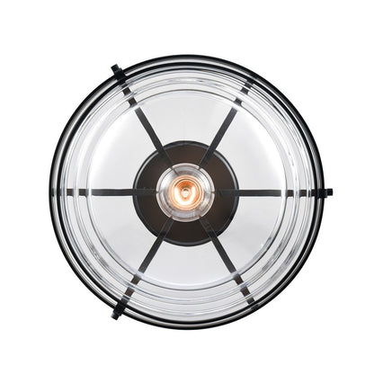 Atlas Lighting Boyer 12in 1-Light Semi Flush Mount | Transitional Matte Black and Clear Glass | Entryway & Bedroom Ceiling Light | Model CL11863-BK