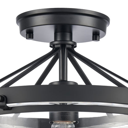 Atlas Lighting Boyer 12in 1-Light Semi Flush Mount | Transitional Matte Black and Clear Glass | Entryway & Bedroom Ceiling Light | Model CL11863-BK