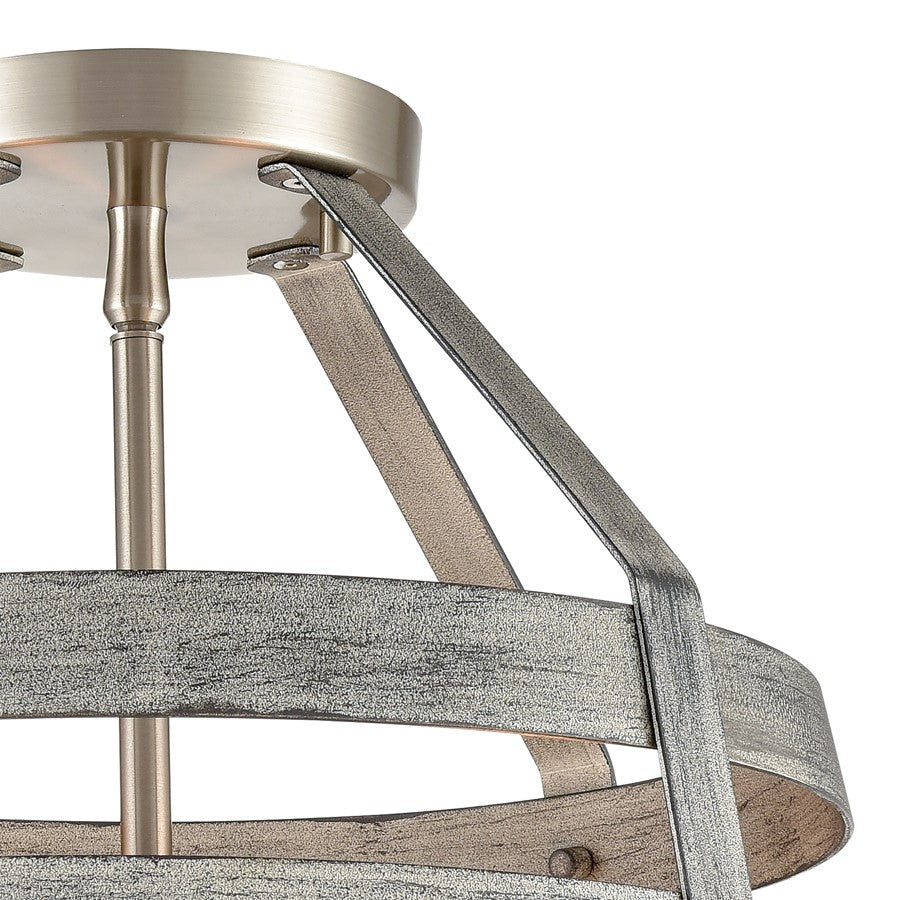 Atlas Lighting Brigantine 15in 2-Light Semi-Flush Mount | Transitional Weathered Gray and Satin Nickel Metal | Entryway & Hallway | Model CL11865-GY