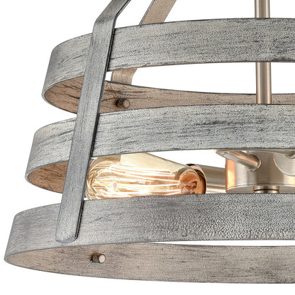 Atlas Lighting Brigantine 15in 2-Light Semi-Flush Mount | Transitional Weathered Gray and Satin Nickel Metal | Entryway & Hallway | Model CL11865-GY