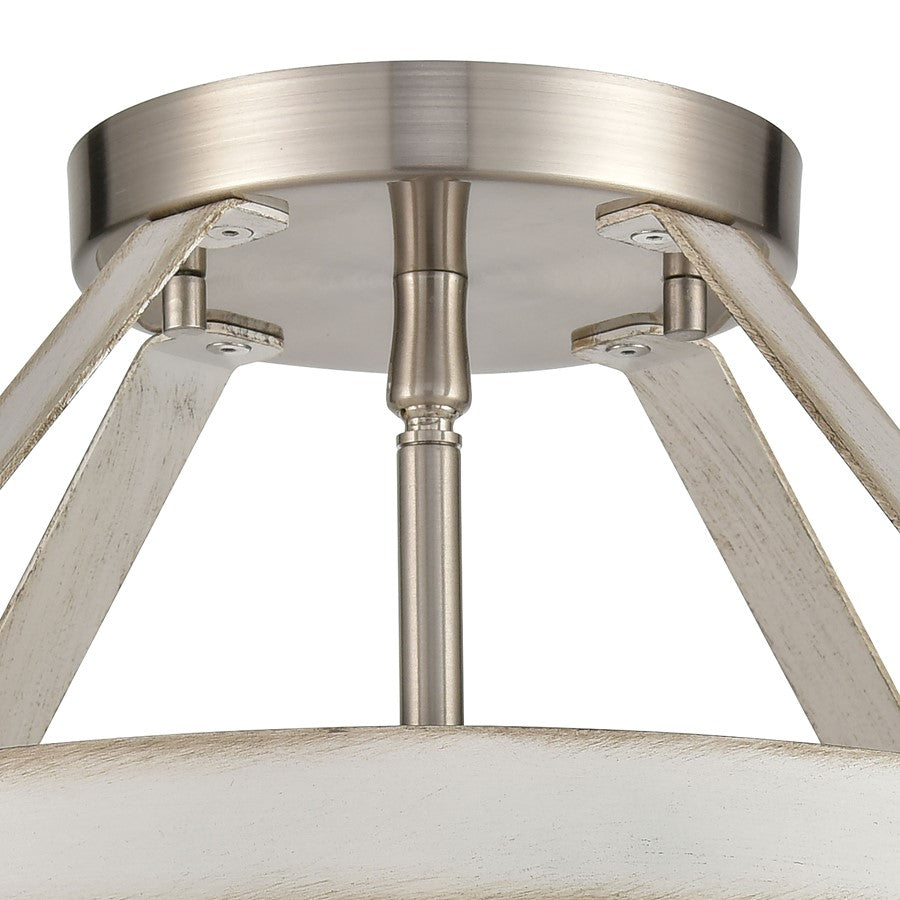 Atlas Lighting Brigantine 15in 2-Light Semi-Flush Mount | Transitional Weathered White and Satin Nickel Metal | Entryway & Hallway | Model CL11865-WH