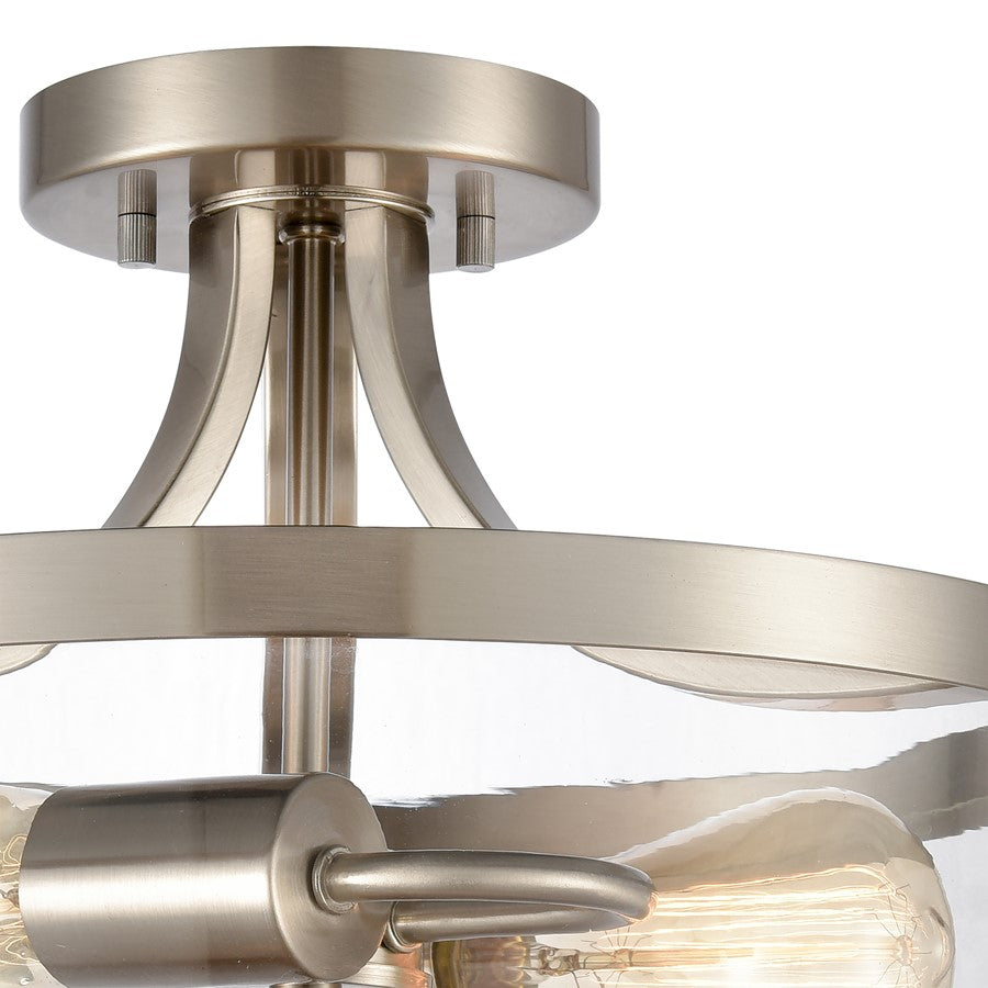 Atlas Lighting Calistoga 13in 2-Light Semi-Flush Mount | Traditional Brushed Nickel and Clear Glass | Entryway & Hallway | Model CL11868-NK