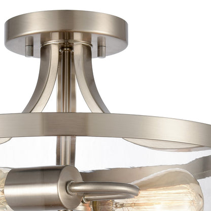 Atlas Lighting Calistoga 13in 2-Light Semi-Flush Mount | Traditional Brushed Nickel and Clear Glass | Entryway & Hallway | Model CL11868-NK