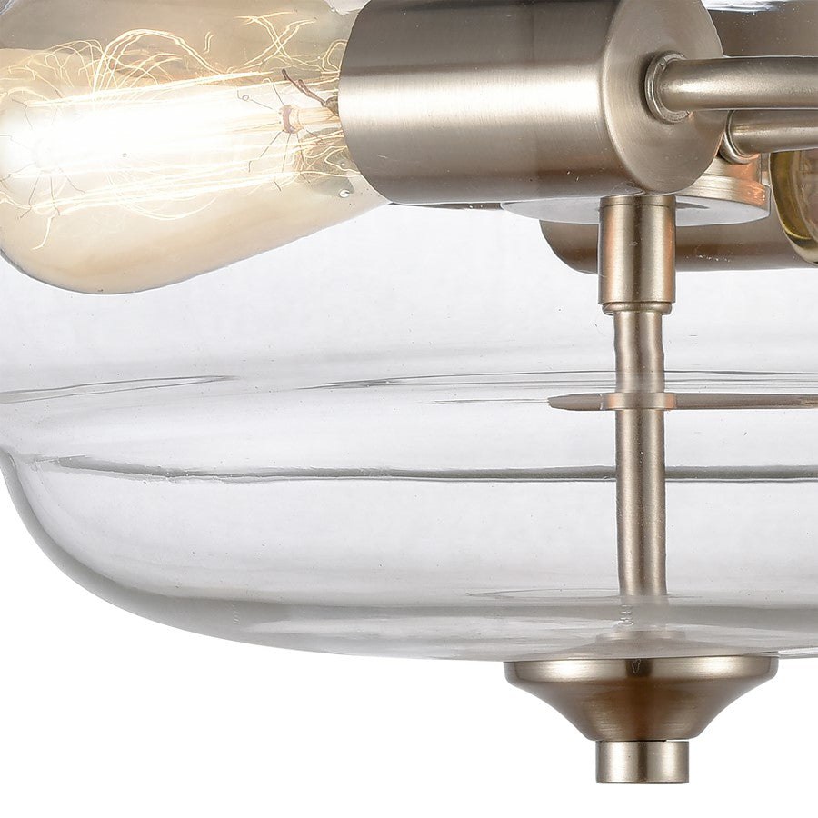 Atlas Lighting Calistoga 13in 2-Light Semi-Flush Mount | Traditional Brushed Nickel and Clear Glass | Entryway & Hallway | Model CL11868-NK