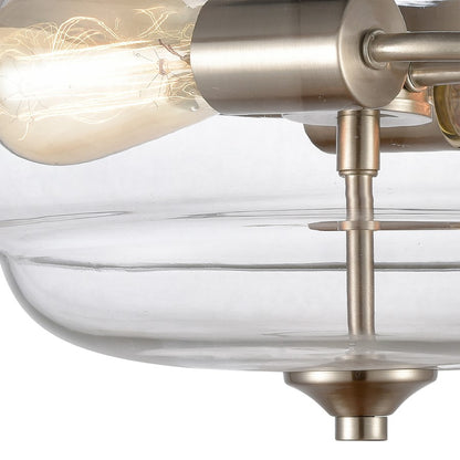 Atlas Lighting Calistoga 13in 2-Light Semi-Flush Mount | Traditional Brushed Nickel and Clear Glass | Entryway & Hallway | Model CL11868-NK