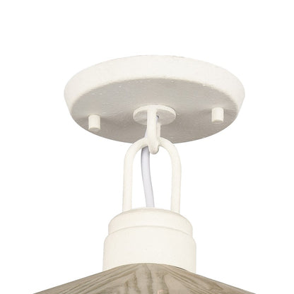 Atlas Lighting Cape May 14in 1-Light Semi-Flush Mount | Transitional White Coral and Gray Wood Shade | Bedroom & Hallway | Model CL11869-WH