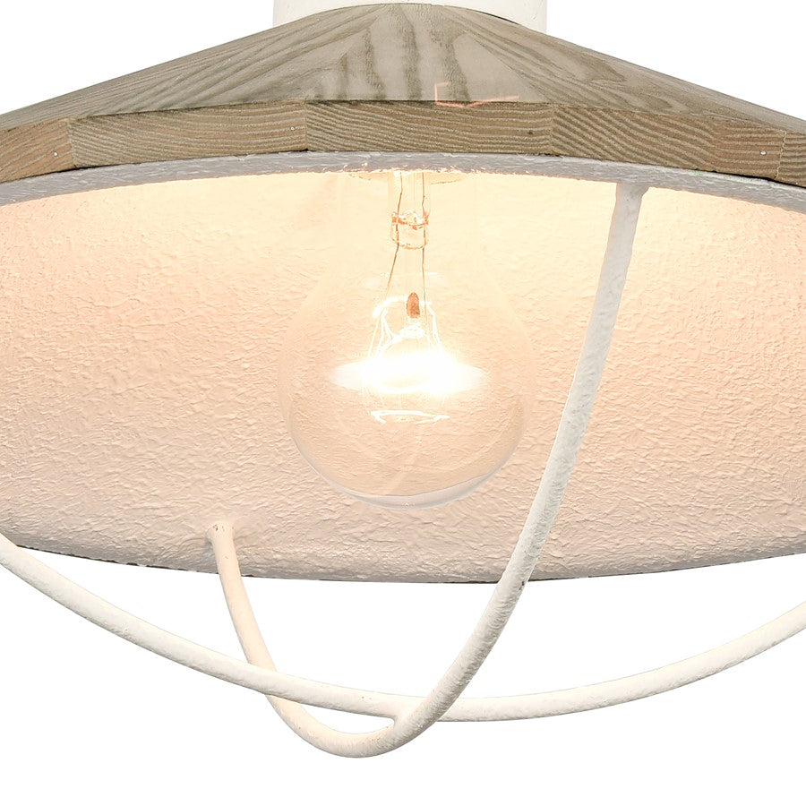 Atlas Lighting Cape May 14in 1-Light Semi-Flush Mount | Transitional White Coral and Gray Wood Shade | Bedroom & Hallway | Model CL11869-WH