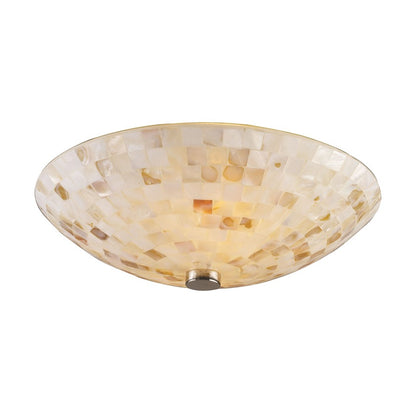 Atlas Lighting Capri 12in 2-Light Semi-Flush Mount | Transitional Natural Capiz Shell and Satin Nickel | Entryway & Dining Room | Model CL11870-NA