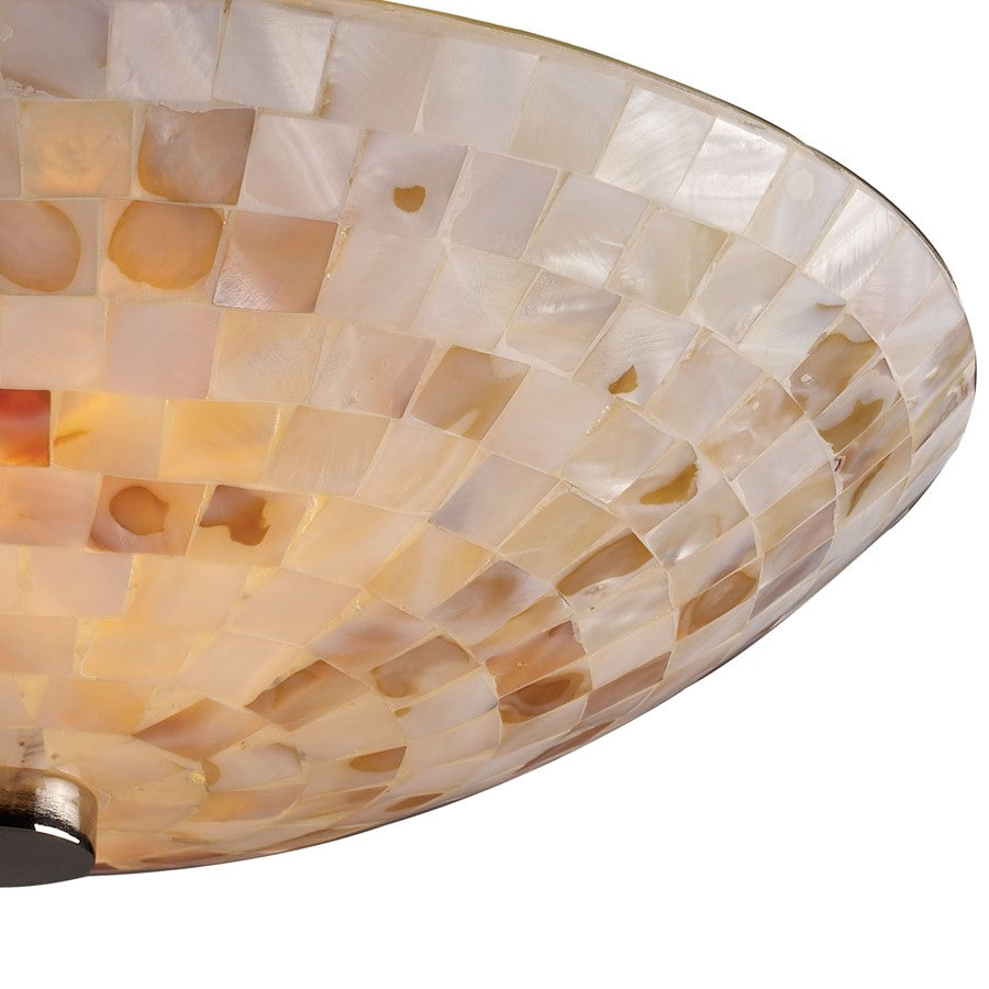 Atlas Lighting Capri 12in 2-Light Semi-Flush Mount | Transitional Natural Capiz Shell and Satin Nickel | Entryway & Dining Room | Model CL11870-NA