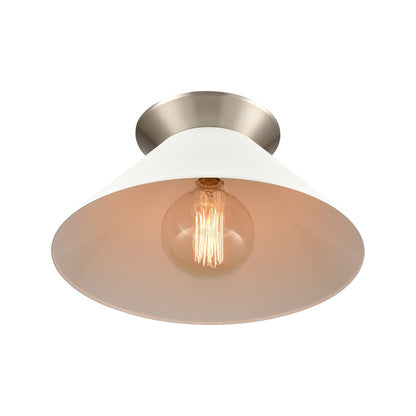 Atlas Lighting Cavendish 16in 1-Light Semi-Flush Mount | Transitional Brushed Nickel and White Metal Shade | Bedroom & Dining Room | Model CL11872-NK