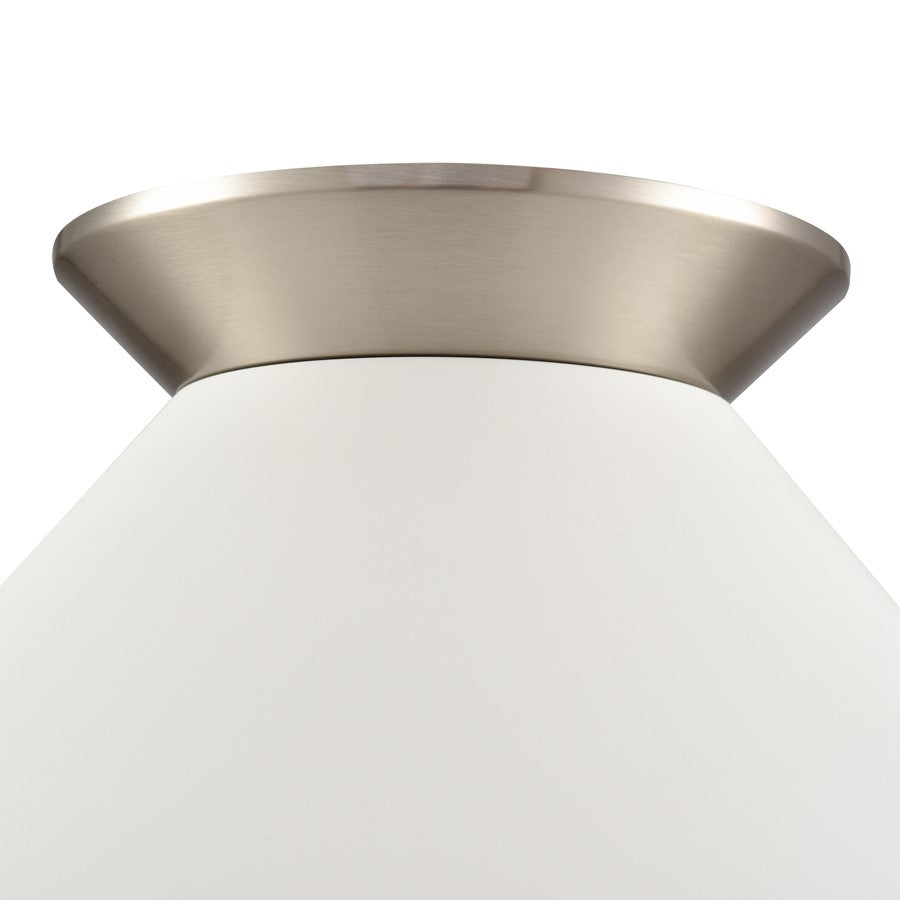 Atlas Lighting Cavendish 16in 1-Light Semi-Flush Mount | Transitional Brushed Nickel and White Metal Shade | Bedroom & Dining Room | Model CL11872-NK