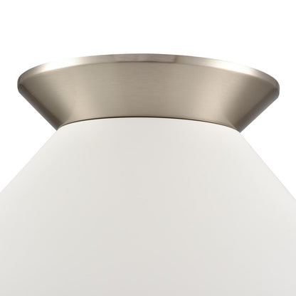 Atlas Lighting Cavendish 16in 1-Light Semi-Flush Mount | Transitional Brushed Nickel and White Metal Shade | Bedroom & Dining Room | Model CL11872-NK