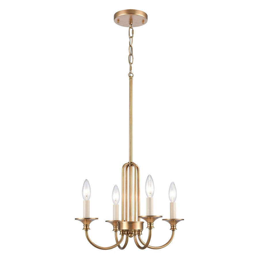 Atlas Lighting Cecil 16in 4-Light Semi Flush Mount | Traditional Natural Brass and Off White Metal | Dining Room & Foyer | Model CL11873-BS
