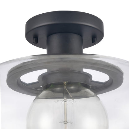 Atlas Lighting Clement 13in 1-Light Semi Flush Mount | Transitional Matte Black and Clear Glass | Dining Room & Kitchen | Model CL11876-BK
