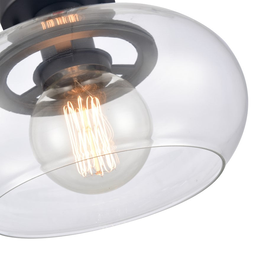 Atlas Lighting Clement 13in 1-Light Semi Flush Mount | Transitional Matte Black and Clear Glass | Dining Room & Kitchen | Model CL11876-BK