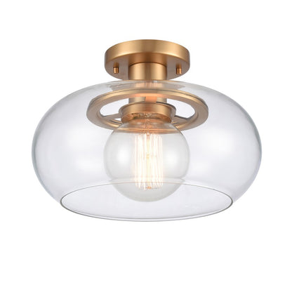Atlas Lighting Clement 13in 1-Light Semi Flush Mount | Transitional Brushed Gold and Clear Glass | Dining Room & Kitchen | Model CL11876-GD