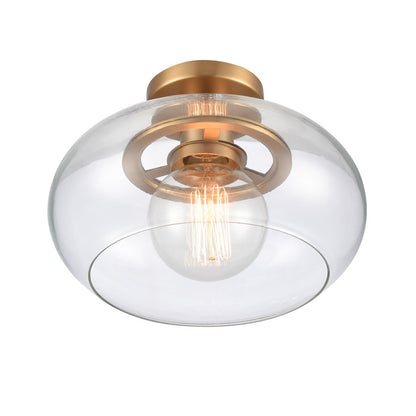 Atlas Lighting Clement 13in 1-Light Semi Flush Mount | Transitional Brushed Gold and Clear Glass | Dining Room & Kitchen | Model CL11876-GD