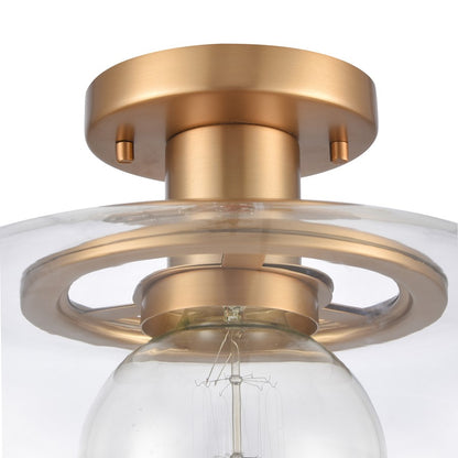 Atlas Lighting Clement 13in 1-Light Semi Flush Mount | Transitional Brushed Gold and Clear Glass | Dining Room & Kitchen | Model CL11876-GD