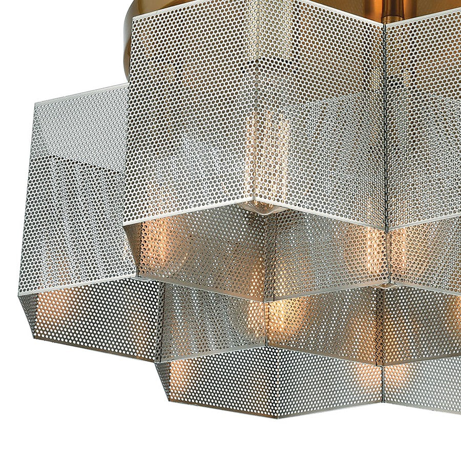 Atlas Lighting Compartir 19in 7-Light Semi Flush Mount | Modern Satin Brass and Nickel Metal | Kitchen & Dining Room Ceiling Light | Model CL11877-BS
